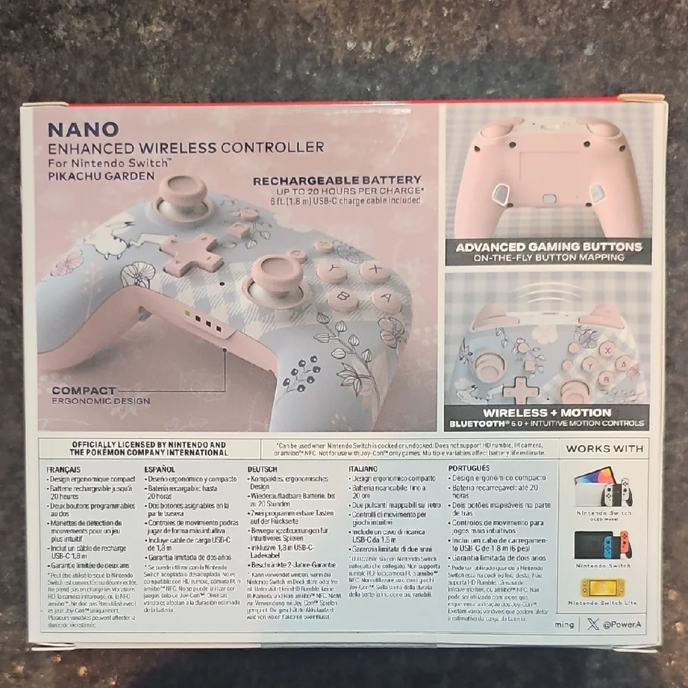 PowerA Nano Wireless Controller for Nintendo Switch - Pink and White